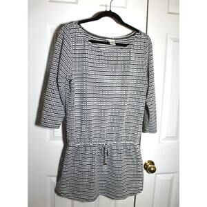 Anne Cole Signature Black & White Striped Mesh Swim Cover Tunic sz L